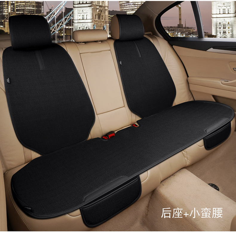 Car seat cushion for all seasons, single-piece seat cushion, car rear seat cushion, three-piece set, linen seat cushion wholesale