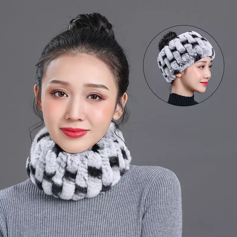 冬季新款女獭兔毛脖套皮草帽子空顶套头韩版潮加厚保暖