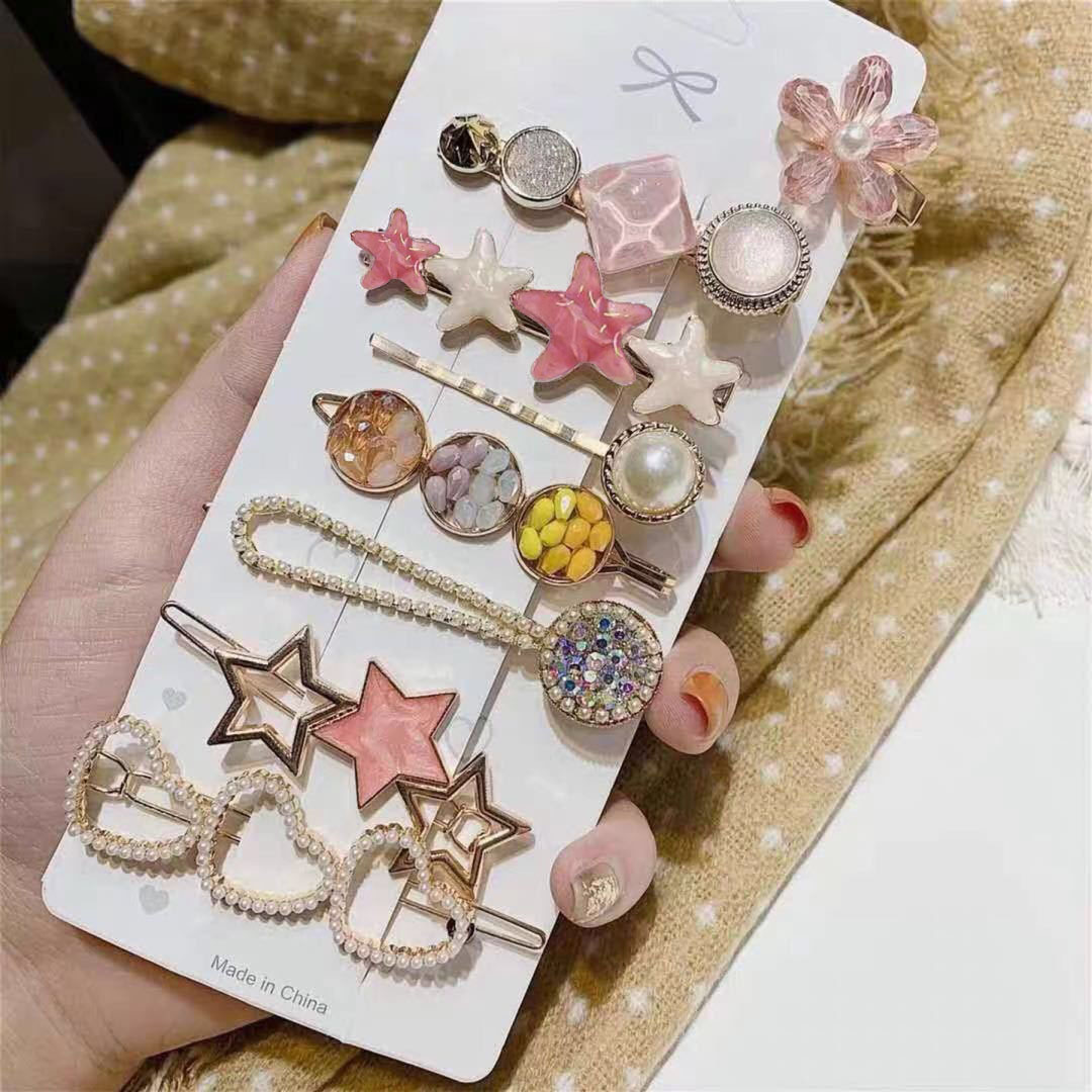 Starfish Eight-Piece Set Barrettes Barrettes Barrettes Female Korean Ins Headdress Top Clip Heavy Industry Internet Influencer Hair Clip Barrettes