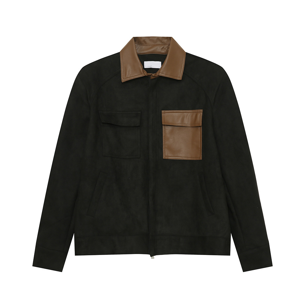 MTLCLOTHES Hombres| 2024 otoño nuevo producto coreano retro empalme bolsillo decoración de color contraste conjunto de moda