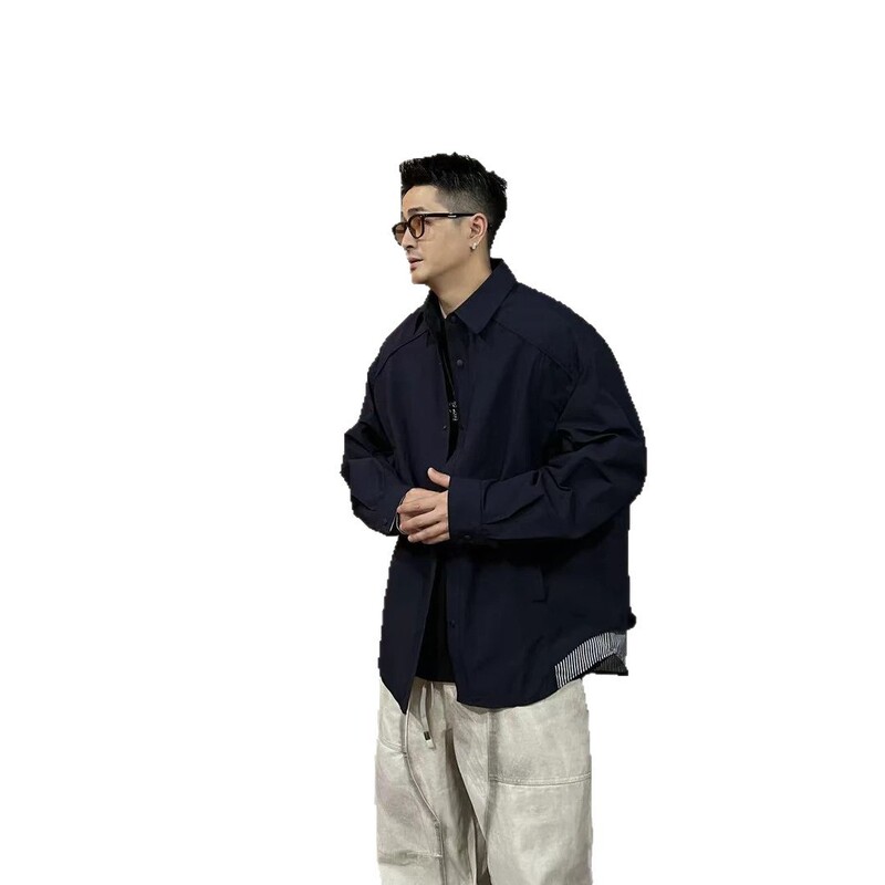 XDZZ二狗25ss春秋季百搭衬衣高街宽松设计纯色衬衫外套男款潮C122|undefined