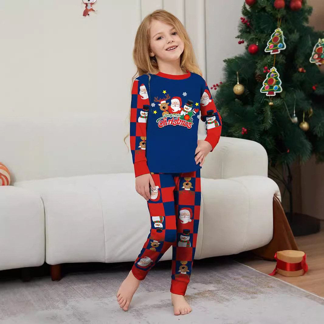 Családi karácsonyi ruházat Otthoni pizsama Karácsonyi mintás hosszú ujjú szett Pizsama_voghion.com
