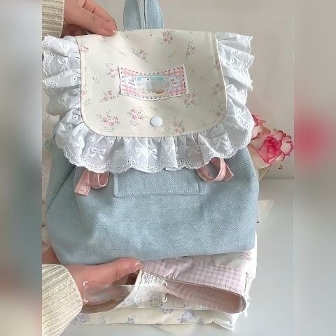 多用途ショルダー花柄キャンバス 2025 新しいスクールバッグ新しいバックパック新鮮でかわいい女の子通勤バックパック女性|undefined