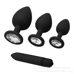 Factory wholesale silicone back court anal plug men's and women's masturbation husband and wife flirting supplies plus vibration bullet set
