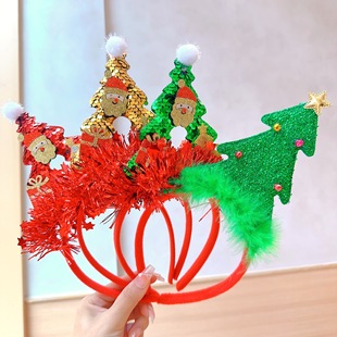 Christmas Headband Women Christmas Antlers Hair Stamp Headwear Holiday Decorative Gift Big Bow Headband Hair Accessories Headwear