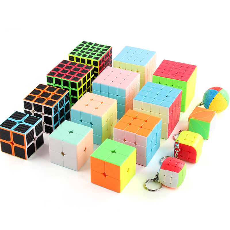 Panxin con tornillo de resorte rotación suave Cubo de Rubik de tercer orden Fibra de carbono orden positivo color sólido en forma de cubo de Rubik traje de juguete