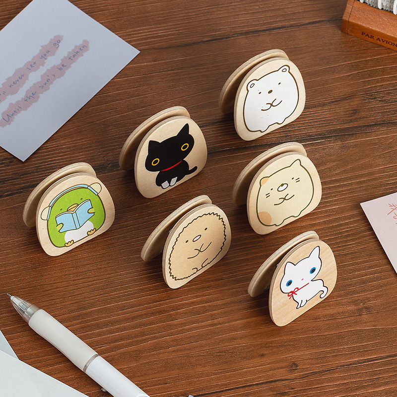 Esquina de estilo japonés biológico de madera simple foto clip de escritorio decoración nota mensaje titular suministros de oficina titular de la tarjeta de visita