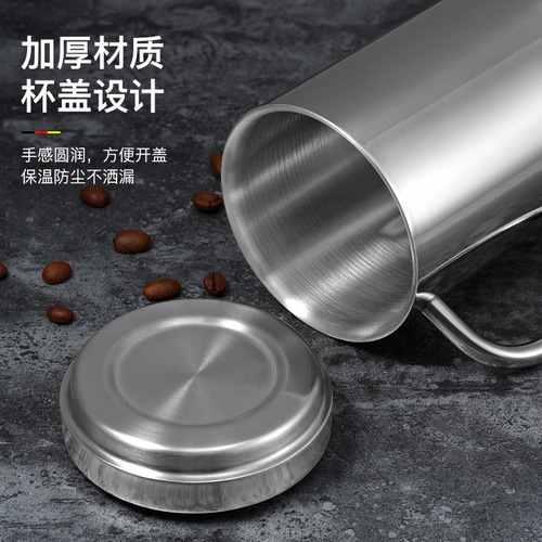 304 stainless steel double-layer insulated cup children's milk cup coffee cup with lid insulated anti-scalding cup tea anti-fall cup