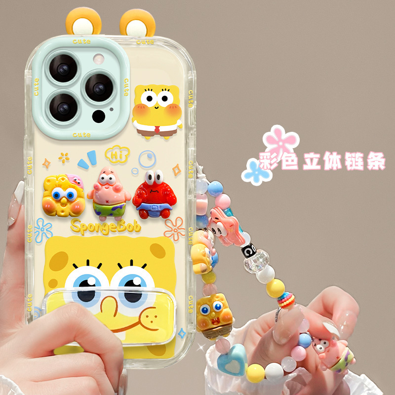 Spongebob Squarepants Plush Bracelet Compatible with Apple 16E Phone Case 15Promax Cute 17 Cartoon 14 Stand