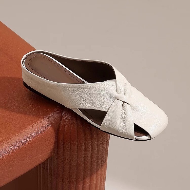 Soft Leather Version ~ Casual Mule Slippers for Summer Outer Wear, Cut Out Toe-Toe Sandals, Comfortable Round-Toe Wedge-Heeled Women's Slippers Soft Leather Version ~ Casual Mule Slippers for Summer Outer Wear, Cut Out Toe-Toe Sandals, Comfortable Round-Toe Wedge-Heeled Women's Slippers