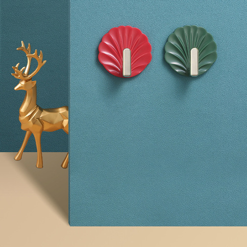 Shell hooks strongly stick to door coats and hats, traceless hooks, wall bathroom plastic light luxury sticky hooks