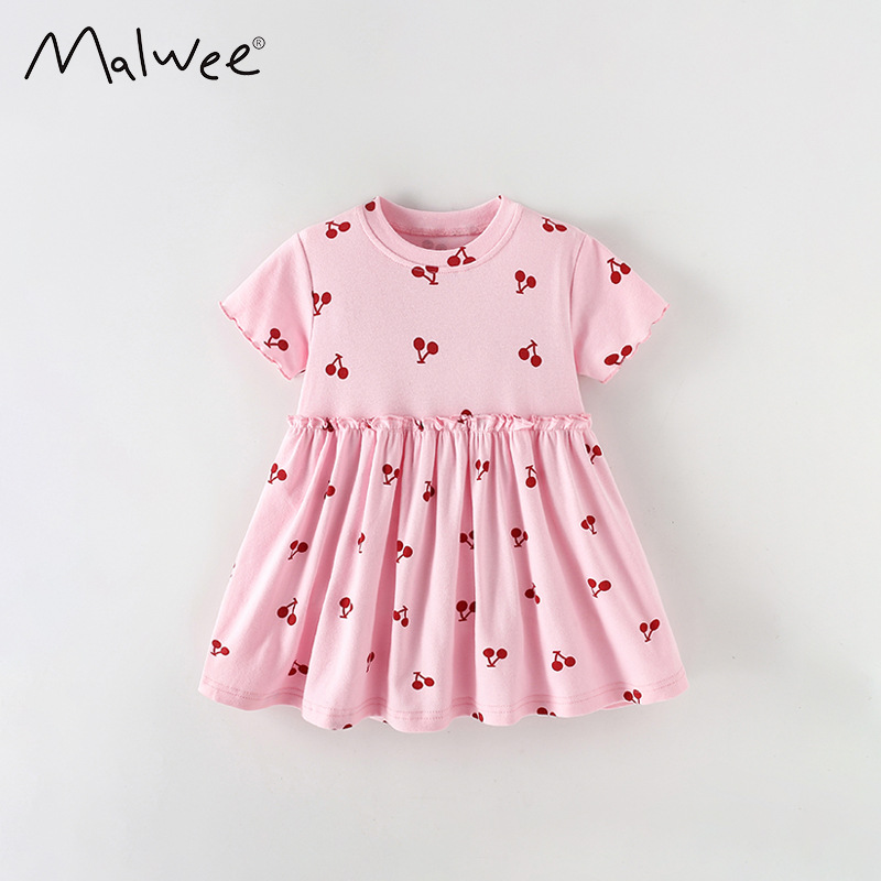 Malwee transfronterizo vestido de niña princesa europea y americana transpirable suave 3 - 8 años de niña falda de cuello redondo de verano image 6