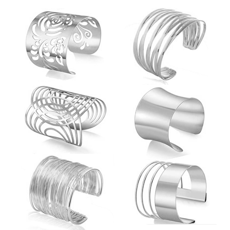 Venta directa de fábrica europea y americana Venta caliente nueva pulsera de metal abierto traje hueco brillante multi-capa patrón pulsera