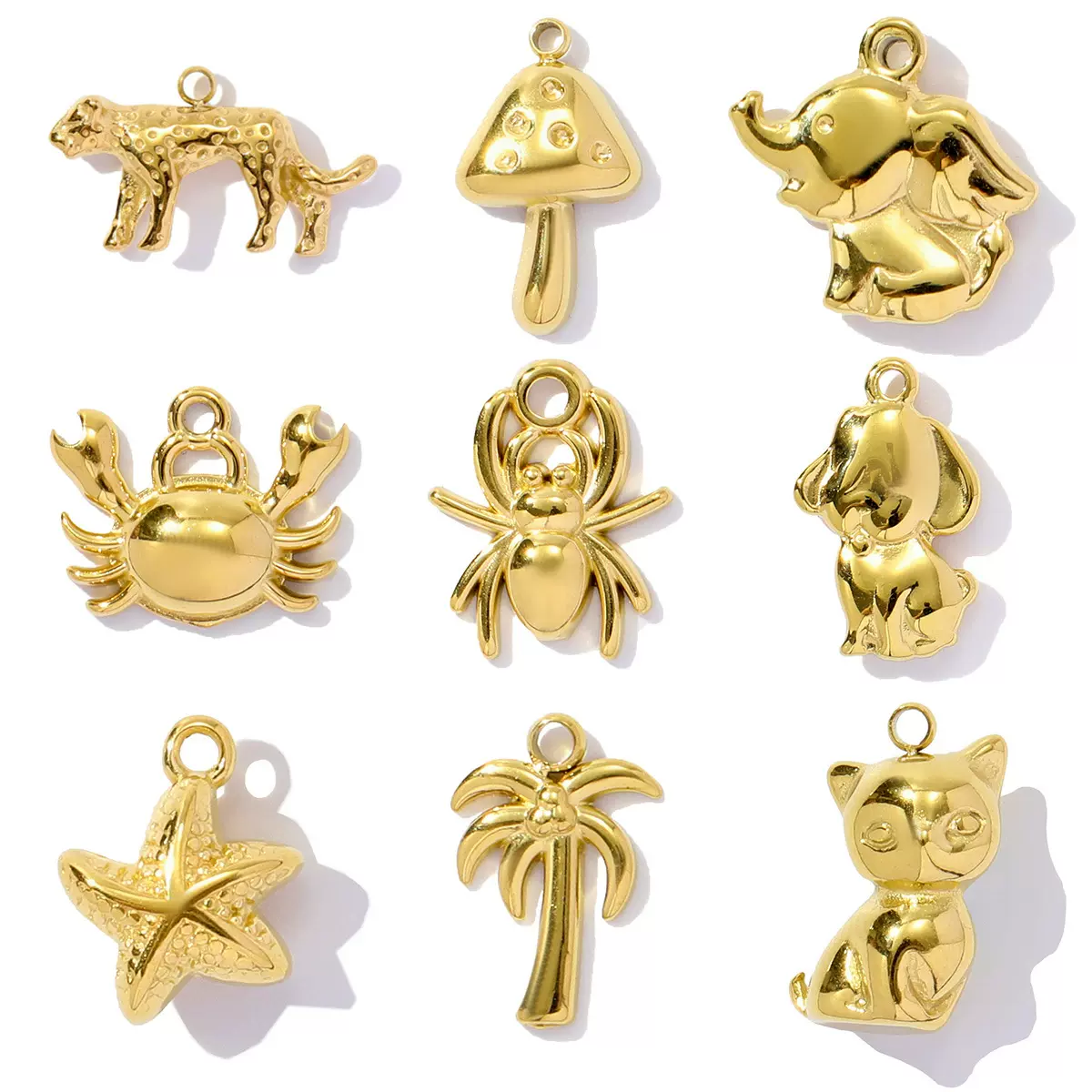 可爱动物猫咪大象豹子diy钛钢吊坠项链女螃蟹蜘蛛不锈钢饰品配件