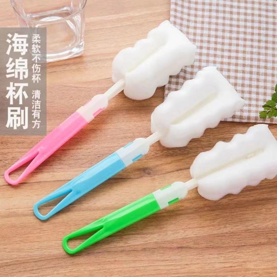 Wholesale Household Sponge Cup Brush Long Handle Thermos Cup Brush Multifunctional Removable Cup Cup Brush Bottle Cleaning Brush