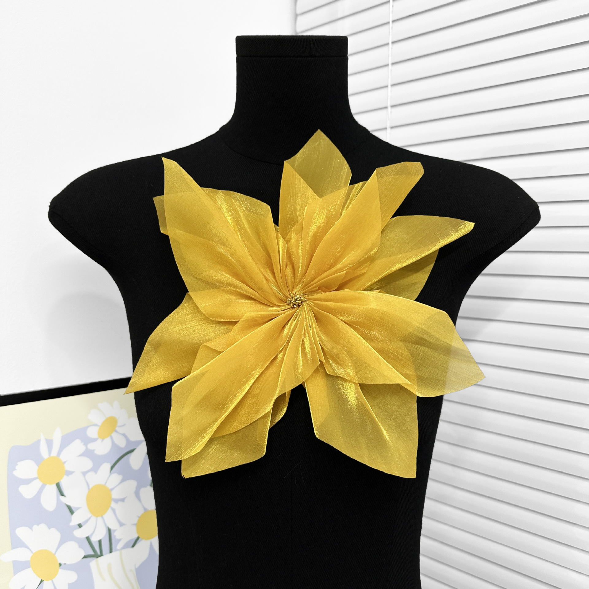 Flor de Organdí Decorativa de Poliéster para Vestidos y Ropa image 14