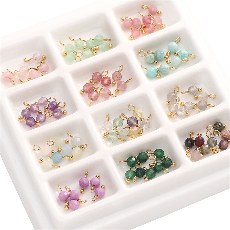 4mm Natural Stone Small Pendant Beads Handmade DIY Braided Bracelet Necklace Earrings Ear Jewelry Beaded Material Accessories