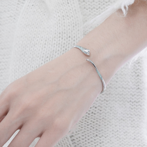Ocean Blue Snake Shape Bracelet, Niche Design, Instagram Cold Wind, High-End Sense of Style, Personality Fashion, Trendy and Cool, Light Luxury Band