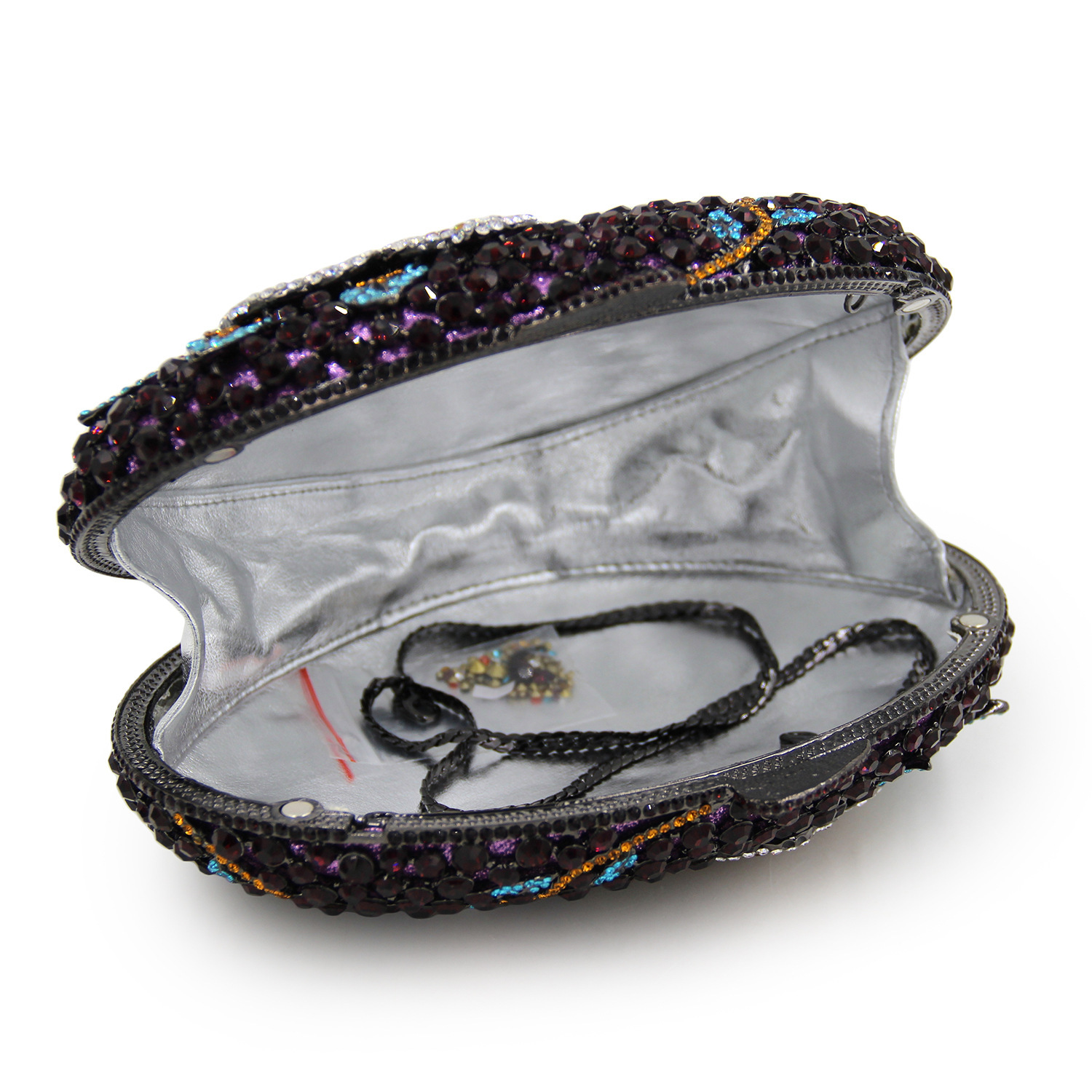 Túi clutch dạ hội hình quả trứng ngỗng đính đá kim cương — Màu Sâm panh chi tiết 6