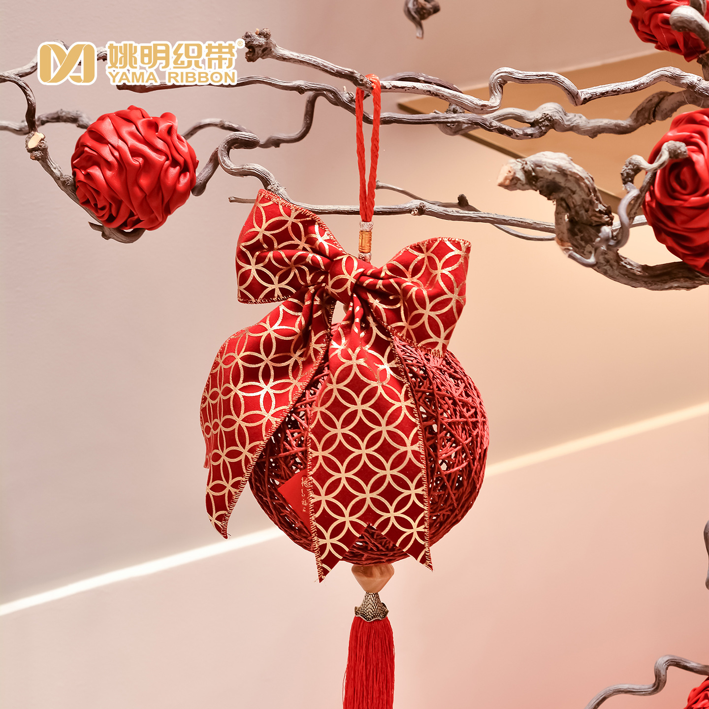 Yao Ming cinta de reubicación festivales decoraciones de boda chinas festivales de primavera chinas arco de cinta de torsión