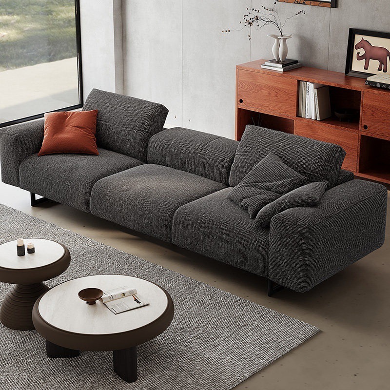 Italiano simple sofá de tela recta gran sala de estar algodón gris oscuro sofá cuadrado sofá de casa de alojamiento sofá