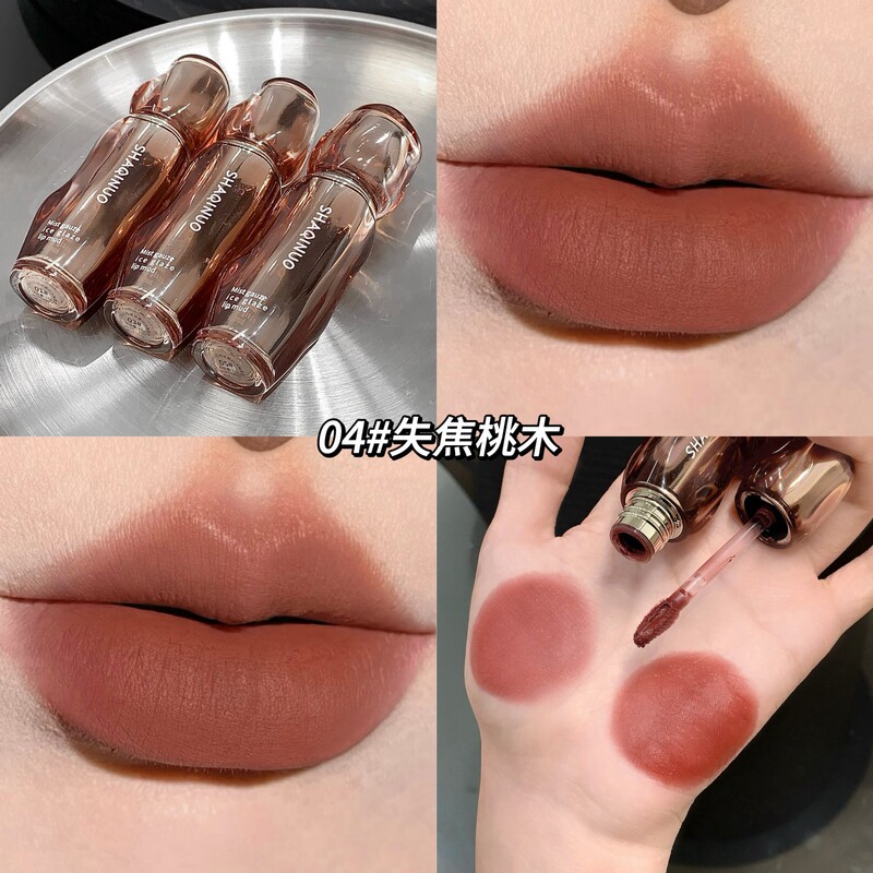 SHAQINUO雾纱冰釉唇泥 低饱和显色雾面哑光丝绒学生彩妆跨境 口红|undefined