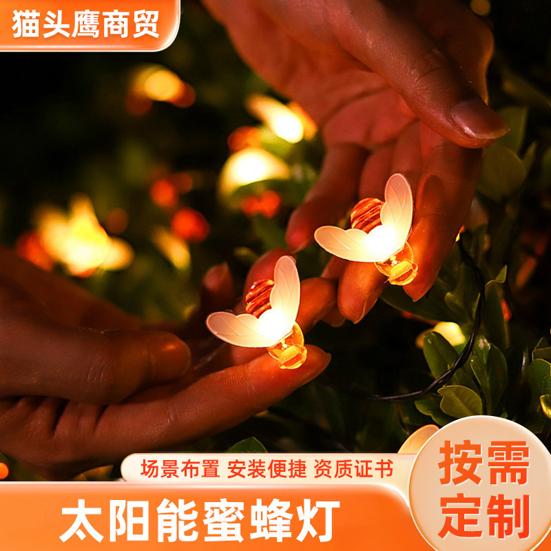 20led solar light string festival outdoor waterproof warm white battery box small bee dragonfly animal-like decorative light