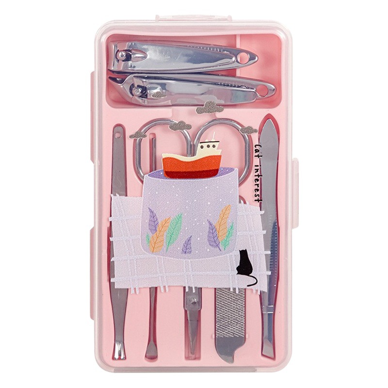 Cartoon stainless steel nail clippers set 7-piece pedicure knife beauty tongs nail art manicure set cross-border supply