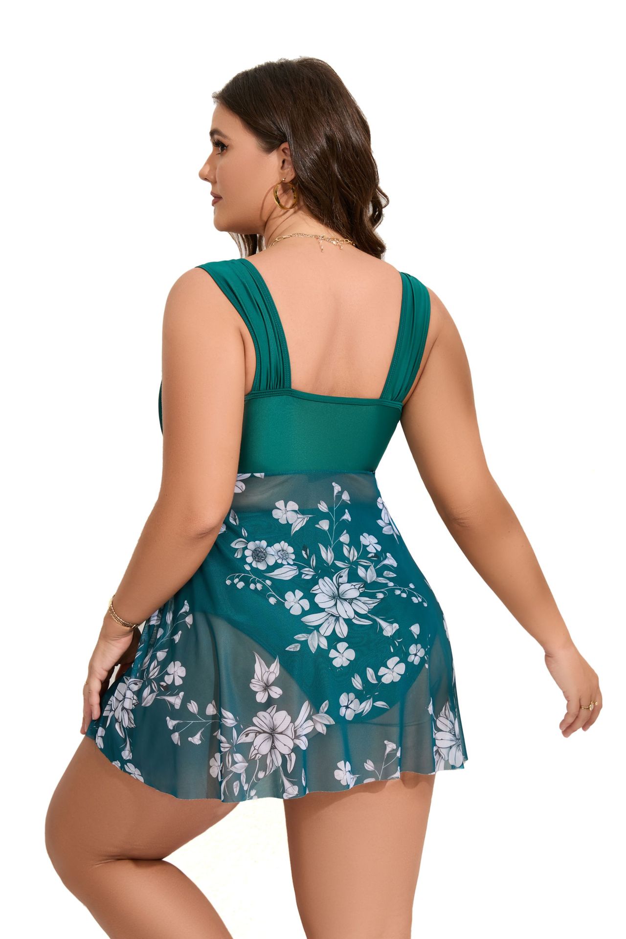 Full Coverage Bra Cup Women's Solid Color Flower 2 Pieces Set Plus Size Swimwear Swimwear