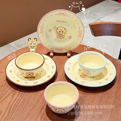 娃三岁联名饭碗家用2025新款卡通陶瓷米饭碗高颜值吃饭碗盘子菜盘