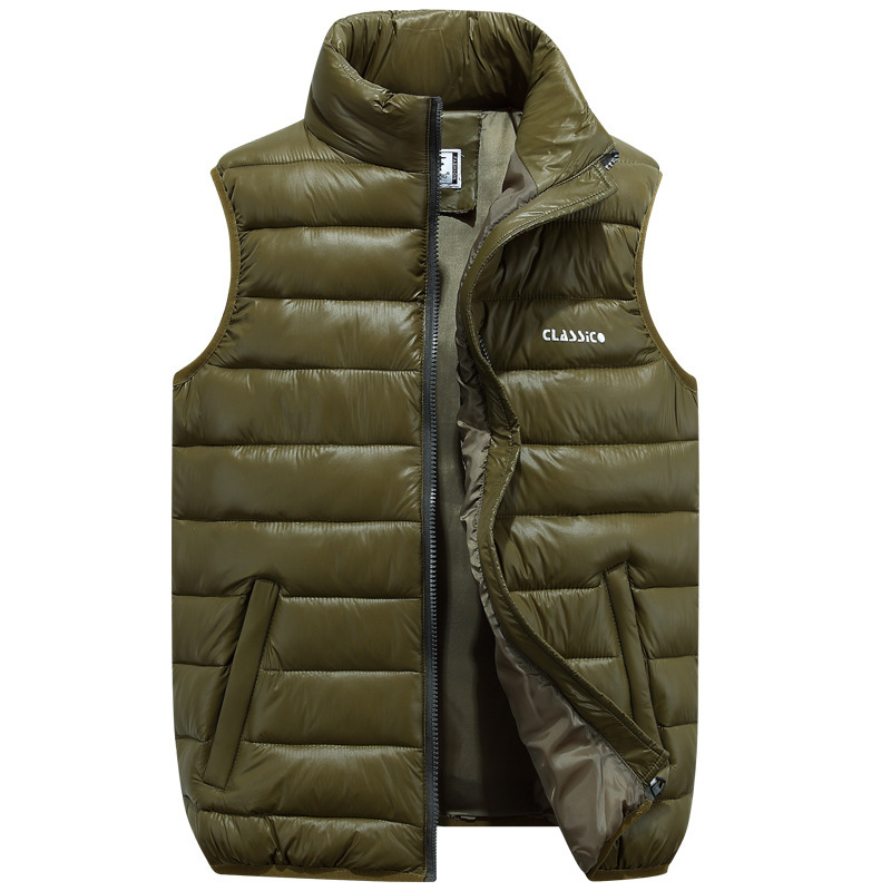 Cross-border Autumn and Winter New Thickened Down Cotton Vest Young Men's Wareback Jacket Fashionable plus size Men's Fashionable Casual