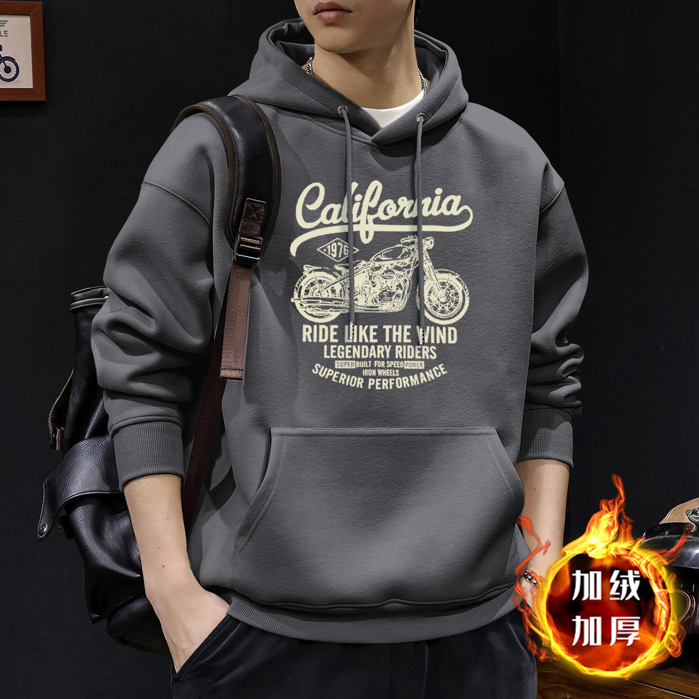 Hong Kong estilo japonés casual 420g pesado chaqueta encapuchada hombre primavera y otoño americano suelto y versátil chaqueta de pareja de estudiantes