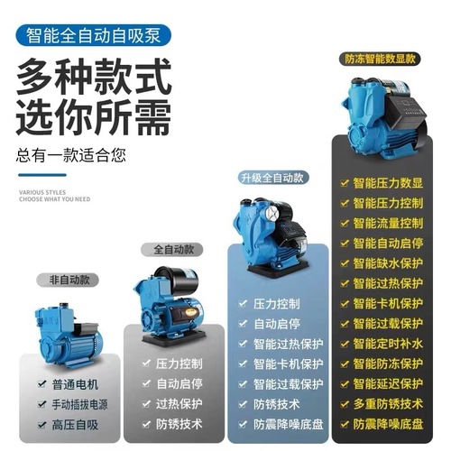 Pressure pump full house household automatic silent self-priming water pipe small submersible pump water pump boosting pump 220V