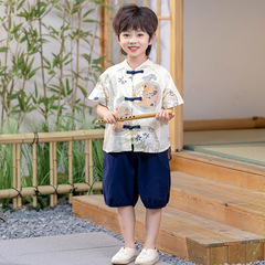 漢服男児夏セット子供新中国式国風2024新作夏服古風唐服男宝周年服