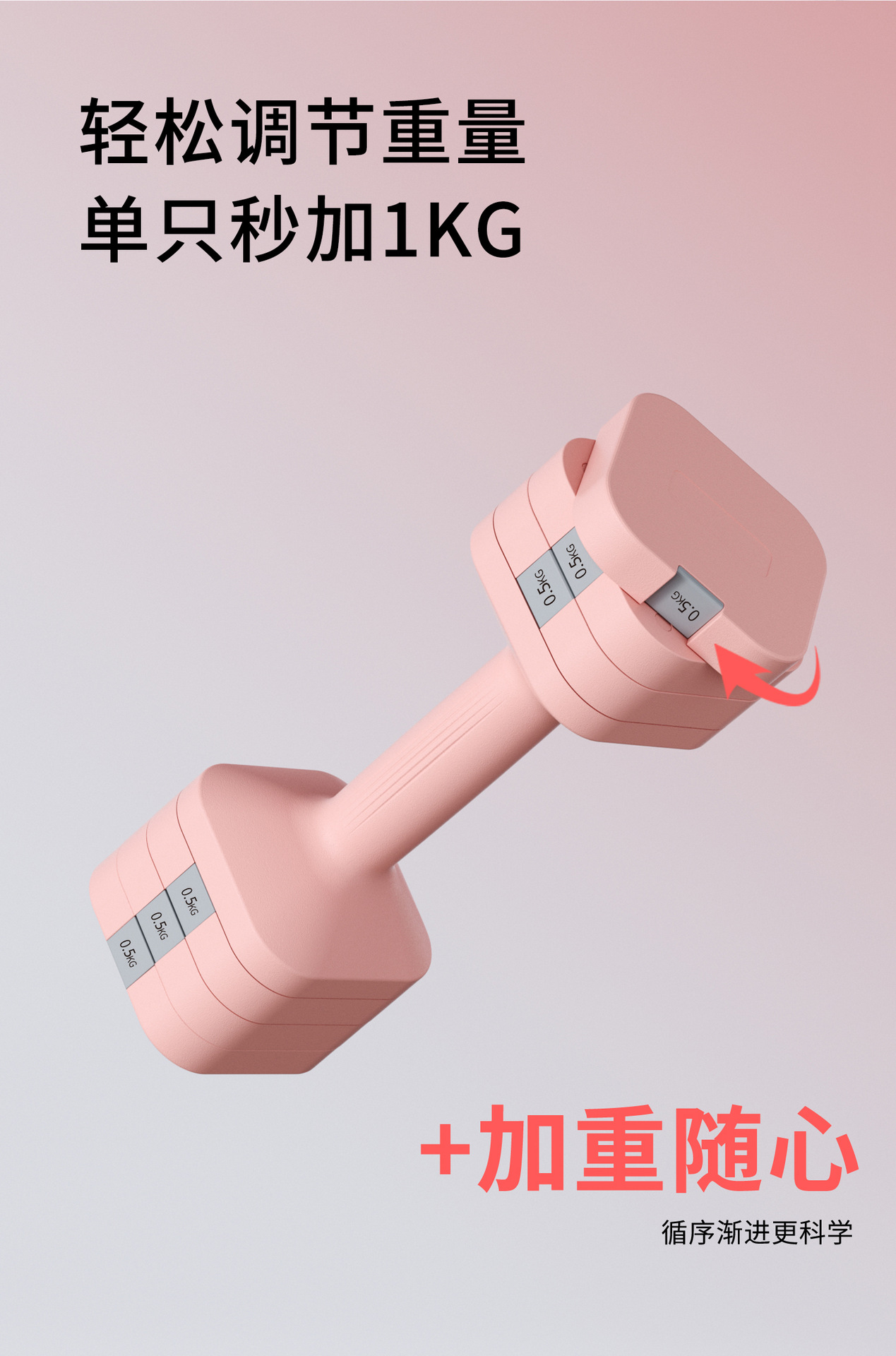 New Ladies Adjustable Dumbbell 5kg Pair Electroplated Steel Fitness Home Handheld Mini Dumbbell Barbell Set
