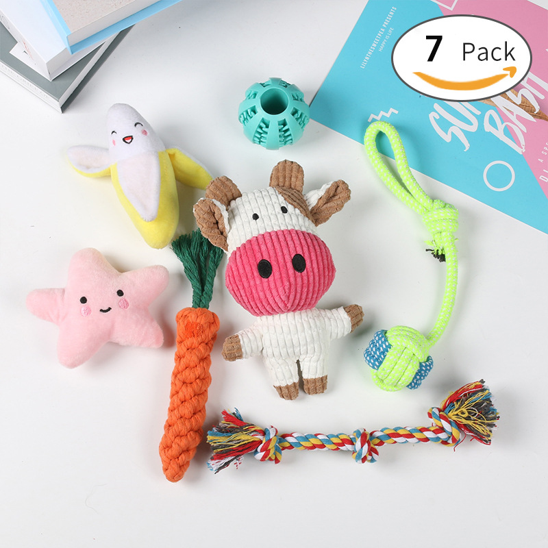 El popular juego de juguetes para la dentición de perros de Amazon, juguete de cuerda de algodón para mascotas, resistente a las mordidas, alivia el aburrimiento, suministra juguetes de autoentretenimiento.