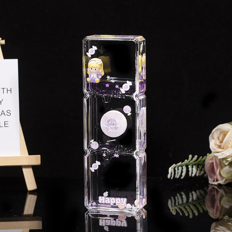 Acrílico transparente panda gota de aceite reloj de arena líquido botella de arena flotante regalo de cumpleaños para niños decoración de escritorio de oficina