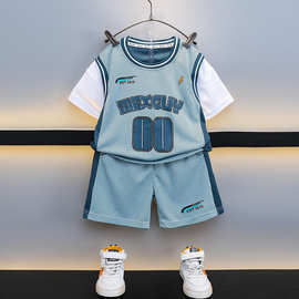儿童装中小童夏装速干套装2025夏季新款酷帅男孩篮球服运动两件套