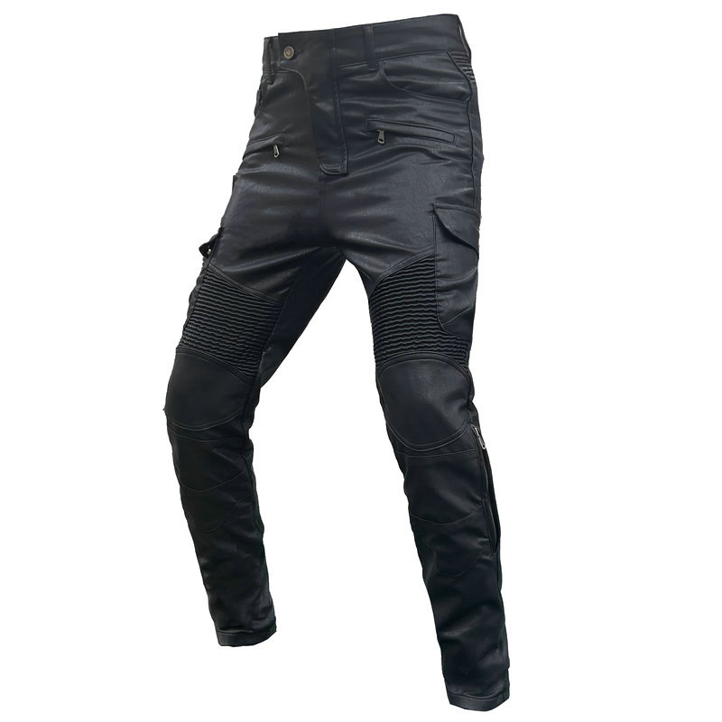 VOLERO motocicleta montar Pantalones de cuero resistentes a la caída de la motocicleta impermeable a prueba de viento multi-bolsa herramientas de cuero pantalones de silicona equipo de protección