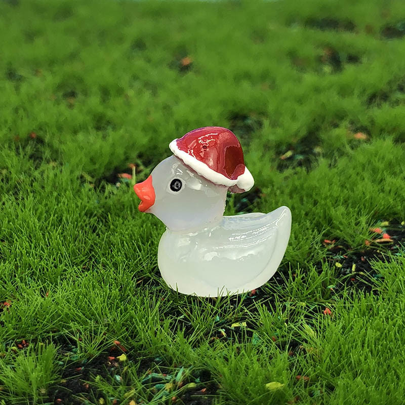 カラフルな漫画立体夜光クリスマスアヒルの微景観多肉コケ植物置物装飾手作りdiyアクセサリー|undefined