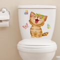 MS4171小猫咪蝴蝶马桶贴墙贴卫生间浴室装饰墙贴纸厂家