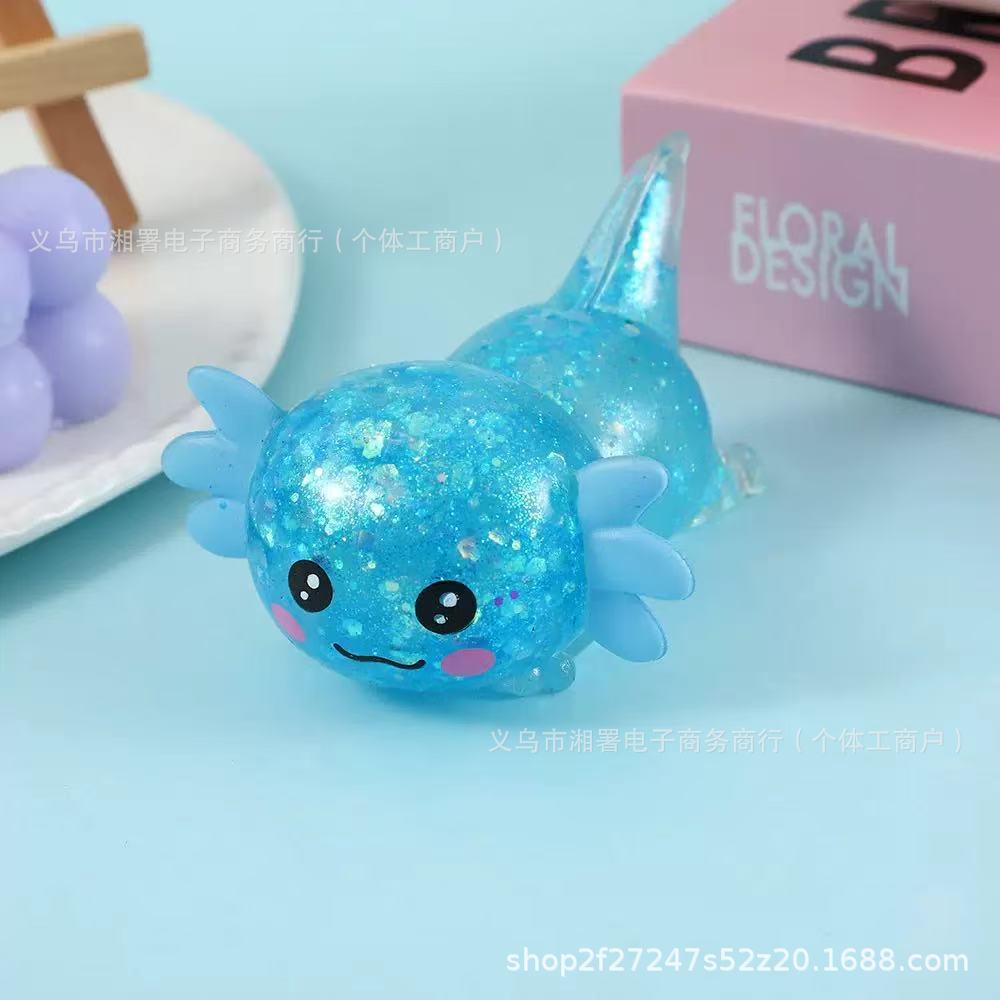 Lying down salamander [colorful blue]