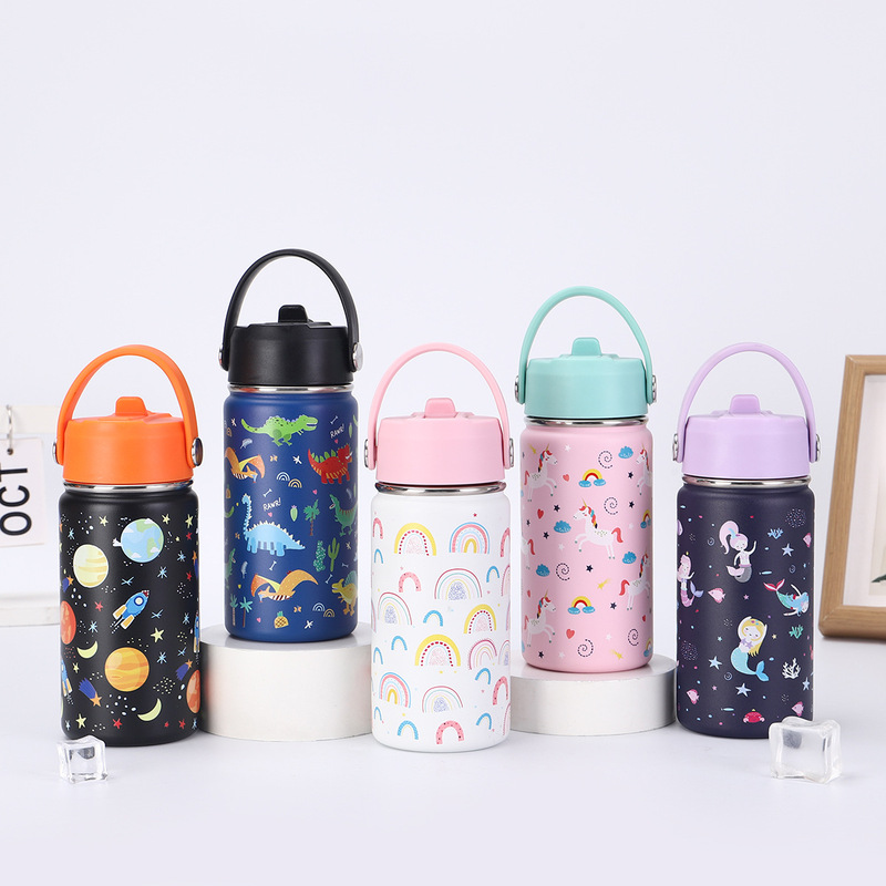 Cartoon Cute Student Kidsren's Space Bottle 304 Stainless Steel Double-Layer Insulated Cup Outdoor Portable Straw Cup Cartoon Cute Student Kidsren's Space Bottle 304 Stainless Steel Double-Layer Insulated Cup Outdoor Portable Straw Cup