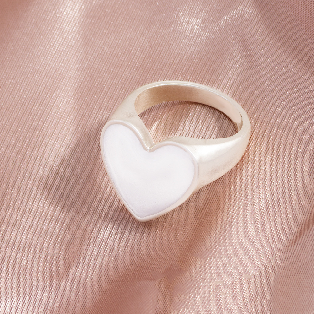 Wholesale Jewelry Casual Simple Style Heart Shape Alloy Enamel Plating Rings display picture 12