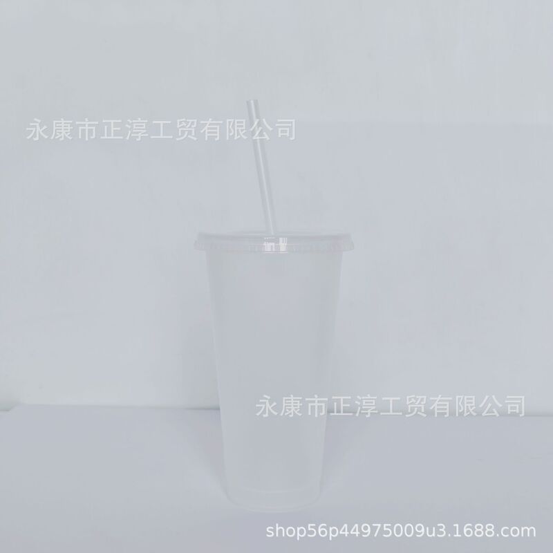 外贸新款马卡龙系列大容量710ML塑料奶茶杯PP材质磨砂手感吸管杯|undefined