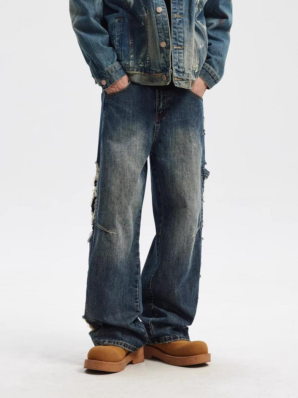 Men's Clothing Youth sports loose wide leg jeans design cool _ipsvogv.com