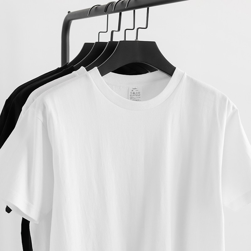 日本系重ポンド純綿半袖tシャツ女性夏ゆるいカジュアル男女同型半袖丸襟tシャツ上着ins|undefined