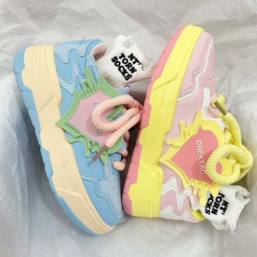 Internet celebrity thick-soled casual white shoes for women, spring and autumn  new niche versatile running sneakers for women
