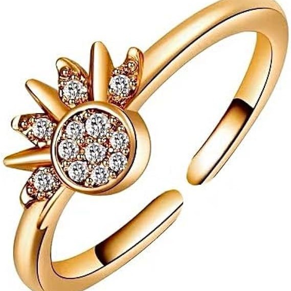 Women's Adjustable Sun And Moon Ring In Alloy Geometric Style_voghion.com