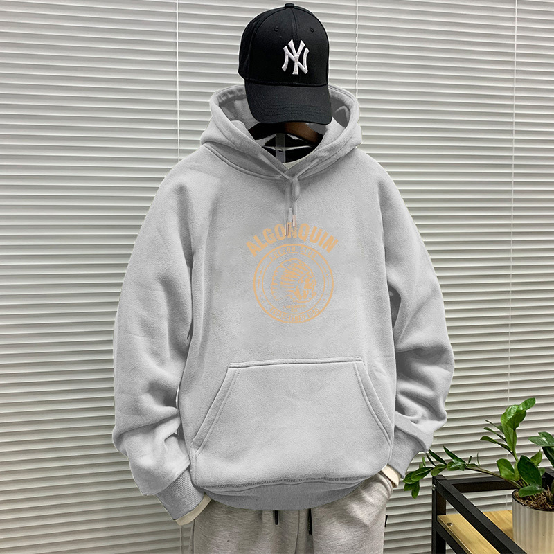 Primavera y otoño pesado suéter con capucha de los hombres marca moda invierno Top HOODIE más terciopelo abrigo americano pareja pullover